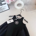 ブランドChanelチュールワンピース シャネル子供 女の子 タンクワンピース クルーネック 半袖 薄手 着痩せ ゆったり フリルスカート 可愛いリポン本 夏服 キッズ 通学 演奏会 パーティー 90¬140CM
