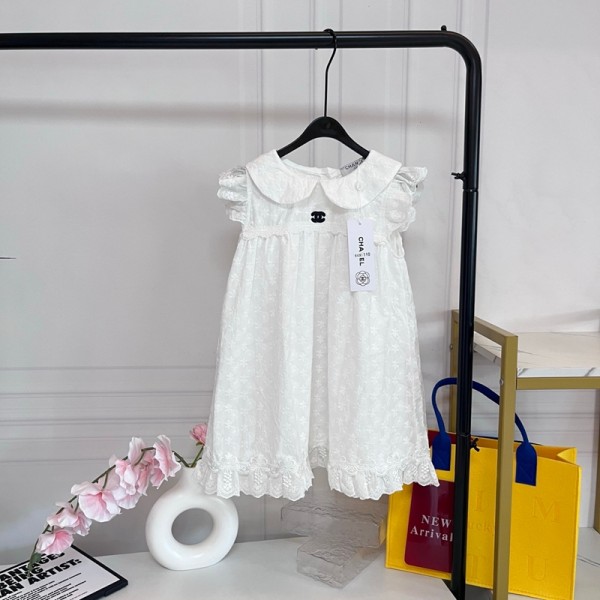 ハイブランドChanel 夏 ガールズ 女の子 シャネル子供ノースリーブ ワンピース かわいい プリンセスドレス ジャンパースカート 90¬130cm