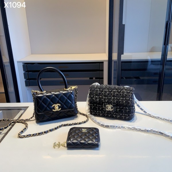 ブランドシャネルショルダーバッグ CHANEL 手提げバッグ 財布 3点セット チェーンバッグ レザー PU バッグ 軽量 レディース 斜めがけ ポーチ付き ポシェット 