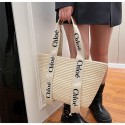 CHLOE レディース 草編みバッグ クロエ夏用 ハンドバッグ 人気リゾートバッグ 編みかご 旅行用手提げバッグ夏バッグシンプル大容量ショルダーバッグおしゃれ 可愛い ビーチ花火大会肩掛けバッグ