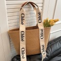 CHLOE レディース 草編みバッグ クロエ夏用 ハンドバッグ 人気リゾートバッグ 編みかご 旅行用手提げバッグ夏バッグシンプル大容量ショルダーバッグおしゃれ 可愛い ビーチ花火大会肩掛けバッグ