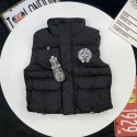 ブランド Chrome Heartsキッズ中綿ベスト キッズ 男の子 女の子 袖なし チョッキ クロムハーツダウンベスト 無地 子供服 ジャケット ノースリーブ 防寒 スクール 通園通学 秋冬 暖かい ジュニア 100-160cm 