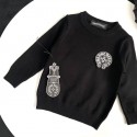 ハイブランドChrome Hearts キッズ ニットセーター 男の子 女の子 クロムハーツ子供セーター クルーネック 長袖 丸首 春秋冬 おしゃれ シンプル 子供服 通学 ボーイズ ガールズ 上着 インナー 防寒90-150cm 