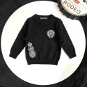 ハイブランドChrome Hearts キッズ ニットセーター 男の子 女の子 クロムハーツ子供セーター クルーネック 長袖 丸首 春秋冬 おしゃれ シンプル 子供服 通学 ボーイズ ガールズ 上着 インナー 防寒90-150cm 