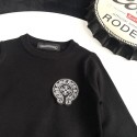 ハイブランドChrome Hearts キッズ ニットセーター 男の子 女の子 クロムハーツ子供セーター クルーネック 長袖 丸首 春秋冬 おしゃれ シンプル 子供服 通学 ボーイズ ガールズ 上着 インナー 防寒90-150cm 