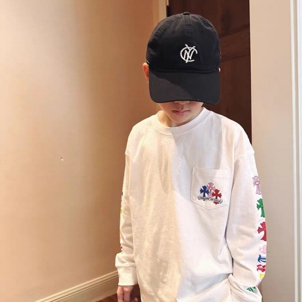 ハイブランドChrome Hearts キッズ Tシャツ クロムハーツ子供 長袖 ロンT 流行り 子供服 男の子 女の子 110¬170cm トップス 綿 100％ コットン ベビー服 インナー