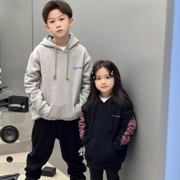 ブランドChrome Hearts子供服 クロムハーツキッズパーカー 上着 トップス 韓国風 ストリートファッション カジュアルスウェット 男女兼用 110-160cm