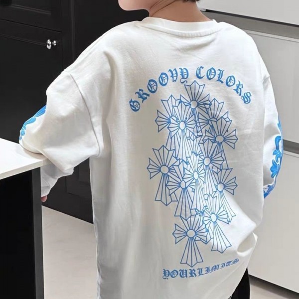 ハイブランドChrome Heartstキッズロングスリーブ クロムハーツ子供服 男の子服 Tシャツ ストリート系 オーバーサイズTシャツ 秋服 冬服 お出かけ服 韓国子供服 スケーター風 110-170CM
