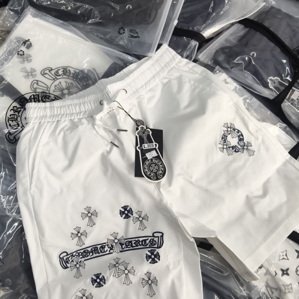 ブランドクロムハーツメンズ ハーフパンツ 冷感 Chrome hearts ショートパンツ 速乾 通気性 5分丈 ゆったり ジップポケット 調整紐付き 短パン スポーツ ジム トレーニング ランニング 夏用 カジュアル おしゃれ M-5XL