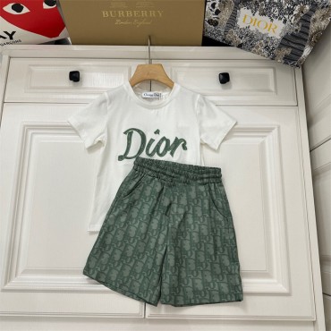 ディオール 子供服 シャツ半袖＋半ズボン ブランド dior Tシャツ キッズ 丸首 ショートパンツ ジャージ上下コットン製 ファッション 潮流 コットン 着心地よい かわいい おしゃれ  90~160cm