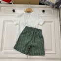 ディオール 子供服 シャツ半袖＋半ズボン ブランド dior Tシャツ キッズ 丸首 ショートパンツ ジャージ上下コットン製 ファッション 潮流 コットン 着心地よい かわいい おしゃれ  90~160cm