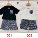 Dior ディオール 子供服 ２点セット tシャツ 上下セット キッズ ポロシャツ ショーツ夏 ブランド セットアップ 子供の服 かわいい トップス ハーフパンツ ゆったり スポーツウェア おしゃれ 人気 メンズ レディーズ