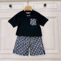 Dior ディオール 子供服 ２点セット tシャツ 上下セット キッズ ポロシャツ ショーツ夏 ブランド セットアップ 子供の服 かわいい トップス ハーフパンツ ゆったり スポーツウェア おしゃれ 人気 メンズ レディーズ