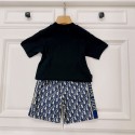 Dior ディオール 子供服 ２点セット tシャツ 上下セット キッズ ポロシャツ ショーツ夏 ブランド セットアップ 子供の服 かわいい トップス ハーフパンツ ゆったり スポーツウェア おしゃれ 人気 メンズ レディーズ