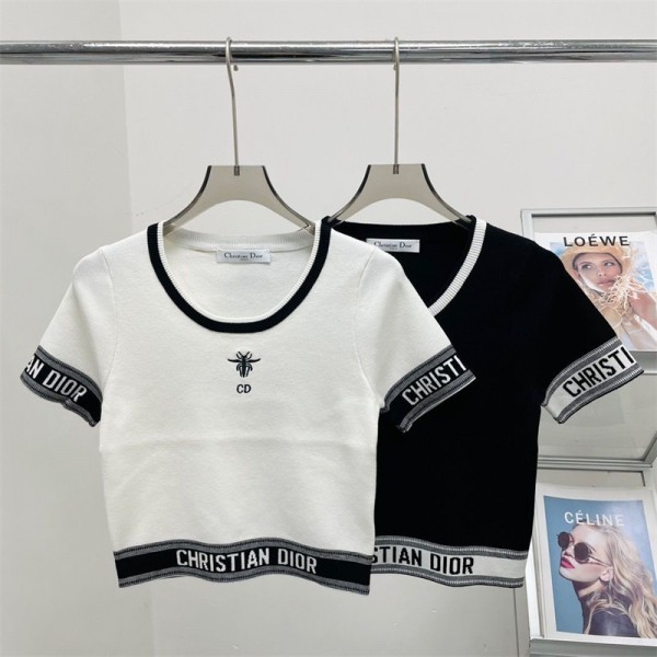 Dior ディオールブランドtシャツカットソー コピー夏tシャツブランドかわいいブランドtシャツ上着カジュアルブランド 服 コピー 激安屋 2色 S M