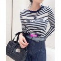 Dior ディオール ハイブランド ボーダー柄 カットソー ニット セーター 白 黒 長袖 秋 冬 ゆったり 大きめ シルエット リブ ワイド 上着 カジュアル レディース S - L