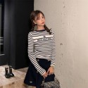 Dior ディオール ハイブランド ボーダー柄 カットソー ニット セーター 白 黒 長袖 秋 冬 ゆったり 大きめ シルエット リブ ワイド 上着 カジュアル レディース S - L