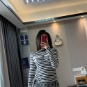 Dior ディオール ハイブランド ボーダー柄 カットソー ニット セーター 白 黒 長袖 秋 冬 ゆったり 大きめ シルエット リブ ワイド 上着 カジュアル レディース S - L