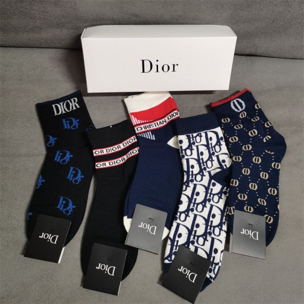 Dior ディオールブランド ストッキング 大人気コットン 靴下 メンズ 通気性浅口ソックス 女の子好き 韓国ブランドソックス 男女兼用 ファッション