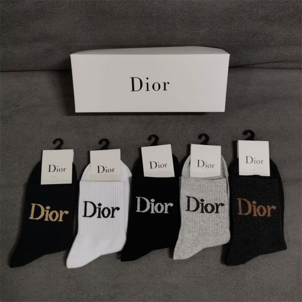 Dior ディオールレディース向け 靴下 かわいいコットン 靴下 メンズ 通気性浅口ソックス 女の子好き 韓国ブランドソックス 男女兼用 ファッション