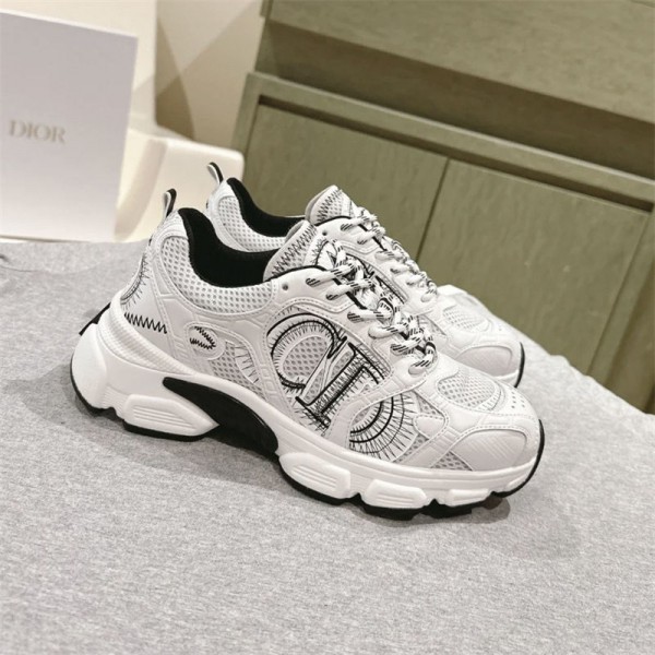 ブランド Dior ディオール厚底 スニーカー レディース ダッドスニーカー ヒール スポーツシューズ 5cm レースアップ ローカット 軽量 美脚 身長アップ カジュアル オシャレ 通学 通勤 日常着用 230¬250cm