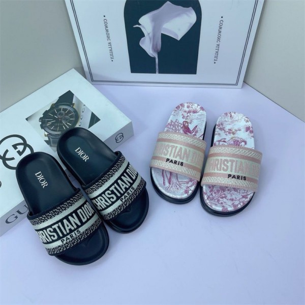 Dior ディオールブランド 子供スリッパ レディース キッズお出かけ用サンダルハイブランド ビーチサンダル女性向けビーサン ミュール サボ ママシューズ滑 夏用スリッパ 室内スリッパ ルームシューズ 180～225cm 