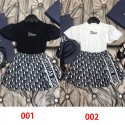 ディオール子供服 セットアップ 夏 Dior 子供服 女の子 2点セット 半袖 Tシャツ ミニスカート モノグラム柄 可愛い おしゃれ 通学着 通園着 海遊び 普段着 90 - 160cm