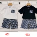 ディオール子供服 男の子 半袖tシャツ Dior キッズ用ショートパンツ 短パン 女の子 綿 上下セットアップ 夏服 キッズ 男女兼用 上着 カジュアル 90 - 160cm