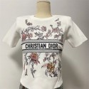 ディオールレディース サマーニット Dior 半袖 トップス 夏 ニット カットソー Uネック 薄手 接触冷感 リブ編み ストレッチ スリム きれいめ 黒 白 女性