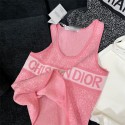 ブランドディオールニット タンクトップ レディース Dior サマーニット トップス ノースリーブ セーター リブ編み 夏 薄手 インナー きれいめ 接触冷感