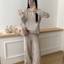 ディオールニットセットアップ レディース 上下セット カジュアル Diorニット 2点セット 長袖 シャツ トップス ウエストゴム ストレート ロングパンツ スエット 大きいサイズ 普段着 春 秋 S - 2XL 