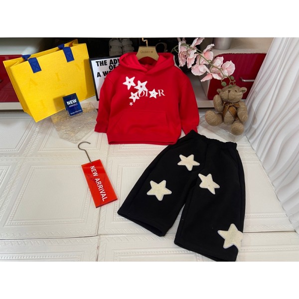 ハイブランド ディオールジャージ 男の子 上下セット 子供服 Dior スポーツウェア 長袖プルオーバー ワイドパンツ キッズ セットアップ ボーイズ ジュニア服 ヒップホップ 裏起毛 春秋 100¬140CM 