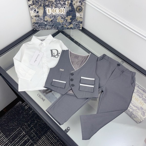 ブランドDior ベビースーツ 男の子 ディオールキッズ服 フォーマルスーツ ベビー服 ボーイズ 3点セット 洋服 子供服 かっこいい おしゃれ 誕生日 発表会 入園式  80-140cm 