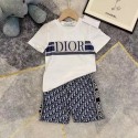 ハイブランドディオールキッズ服 Dior子供服 男の子 セットアップ 夏服 半袖 Tシャツ ハーフパンツ 半ズボン 上下セット 子供 ジャージ 上下セット 男の子 カジュアル 韓国 お洒落 男の子 半袖スウェット セットアップ 90-160cm