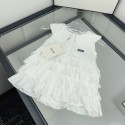 ハイブランド Dior ベビー服 半袖 ディオールキッズ夏服ワンピース 女の子 スカート 赤ちゃん お宮参り発表会 七五三バースデー贈り物フリル無地ホワイト白い 66¬100cm