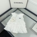ハイブランド Dior ベビー服 半袖 ディオールキッズ夏服ワンピース 女の子 スカート 赤ちゃん お宮参り発表会 七五三バースデー贈り物フリル無地ホワイト白い 66¬100cm
