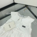 ハイブランド Dior ベビー服 半袖 ディオールキッズ夏服ワンピース 女の子 スカート 赤ちゃん お宮参り発表会 七五三バースデー贈り物フリル無地ホワイト白い 66¬100cm