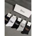Dior ディオールレディース向け 靴下 かわいいブランド ハイソックス 大人気コットン 靴下 メンズ 通気性 ソックス 女の子好き 韓国 5足セット