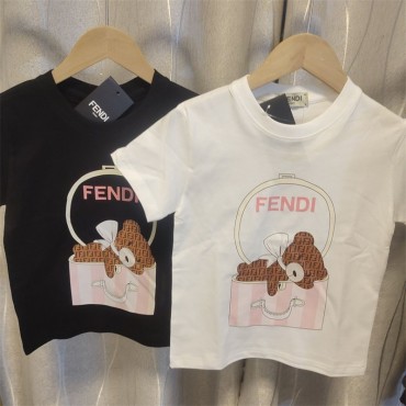 ブランド フェンディ Tシャツ 可愛い 半袖 レディース 春夏 オシャレ FENDI ｔシャツ メンズ クマ 柄 上着 カットソー カジュアル 夏服 トップス 系 男女兼用 大きいサイズ 黒 白 人気 ファッション 流行り 着心地よい XS~5XL