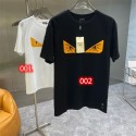 フェンディ FENDI Ｔシャツ 丸首トップス 上着 白黒 シンプル半袖シャツ 人気 流行 欧米風 メンズ/レディース 夏服 トップス 半袖 個性プリント柄 通気性 ファッション ゆったり