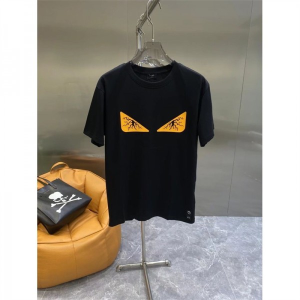 フェンデイ FENDI ｔシャツ 白黒 短袖 2023新品 男女兼用 カジュアル ファション