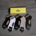 Fendi フェンディハイブランド ソックス 綿製ブランドミドルソックス 高品質浅口ソックス 5足セット 女の子好き 韓国上質な コットン ソックス くつした