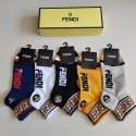 Fendi フェンディブランド ストッキング 大人気コットン 靴下 メンズ 通気性 5足セット 浅口ソックス 女の子好き 韓国ブランドソックス 男女兼用 ファッション