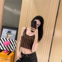 Fendi フェンディ ハイブランド タンクトップ レディース トップス ニット ノースリーブ ショート丈 へそ出し重ね着 夏 キャミソール Tシャツ 薄手 カットソー キャミソール 