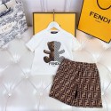Fendi フェンディハイブランド子供服 夏服 男の子 半袖Ｔシャツ+ハーフパンツ2点 綿 ボーイズトップ+パンツ 上下セット 男児 普段着 キッズ カジュアル 部屋着 90 - 150cm