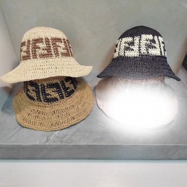 フェンディ麦わら帽子 かぎ針編み帽子 F...