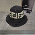 フェンディ麦わら帽子 かぎ針編み帽子 Fendi バケットハット Uvカット サンバイザー ビーチハット バイザー 折りたたみ 夏 日よけ帽子 レディース 女性 カーキ