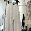 FENDIワイドパンツ ガウチョパンツ フェンディ ボアズボン レディース 秋冬 裏起毛暖かい 美脚効果 きれいめシルエット イージーパンツ ボトムス シェニール 暖かい ゆったり カジュアル ロング ウエストゴム スラックス リブ 通勤 日常