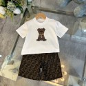 ブランドフェンディ子供服 セットアップ 夏 Fendi ボーイズ半袖Tシャツ ショートパンツ 上下セット キッズ 夏服 子供 ジャージ カジュアル スポーツウェア 普段着 通学 通園 運動着 90-160CM
