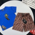 ブランドフェンディ子供服 男の子 セットアップ 夏 Fendi半袖 Tシャツ ハーフパンツ 半ズボン 上下セット 子供 ジャージ 上下セット 男の子 服 カジュアル 韓国 おしゃれ 男の子 半袖スウェット 90-160cm 